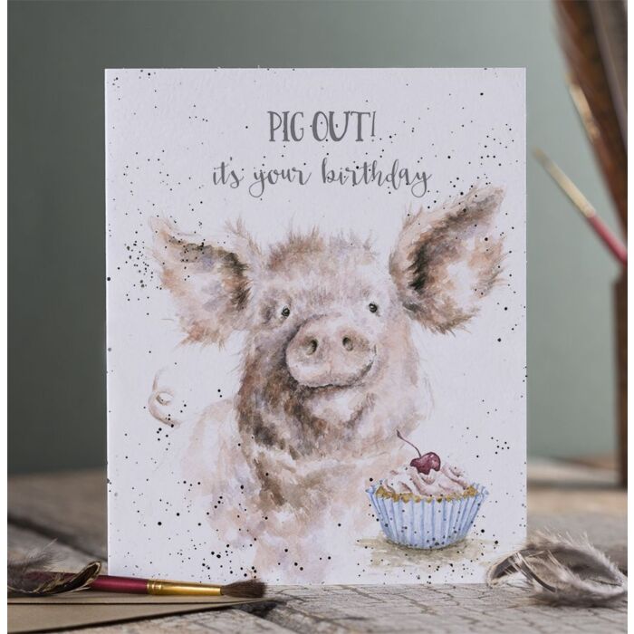 Wrendale Designs "Pig Out" Pig Birthday Card